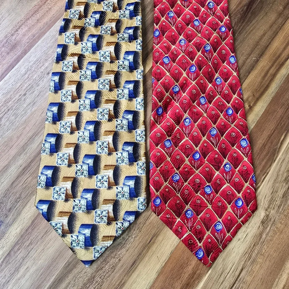 Lot of 2 Robert Talbott Best of Class Nordstrom Tie Mens Red Gold Silk Geometric